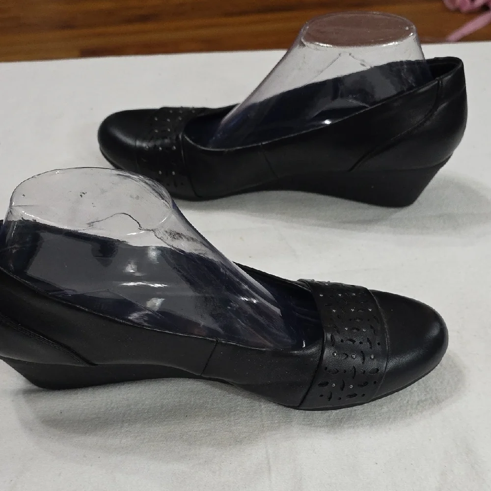 Kim Rogers Memory Foam Women's Wedge Slip-On‎ Shoes Black  Sz 10 GUC *READ*.